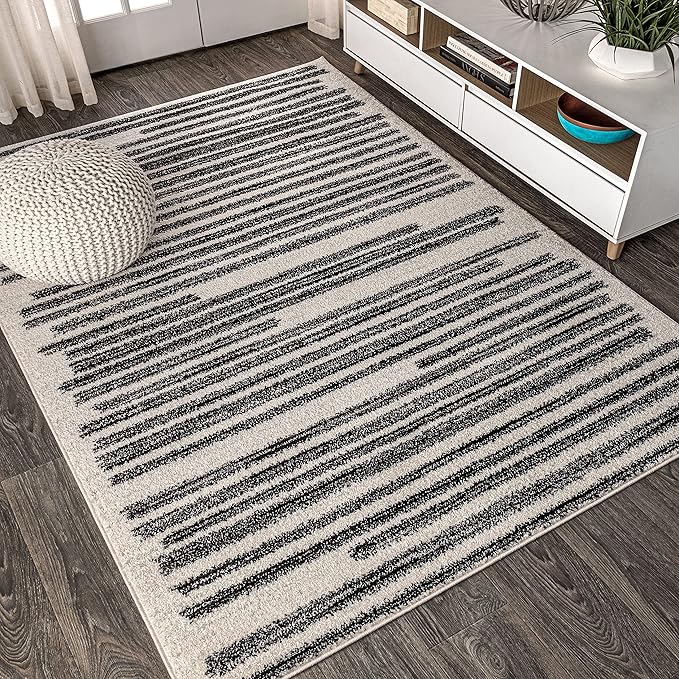 JONATHAN Y Khalil Modern Berber Stripe Cream/Black Indoor Area Rug, Contemporary - Image 4
