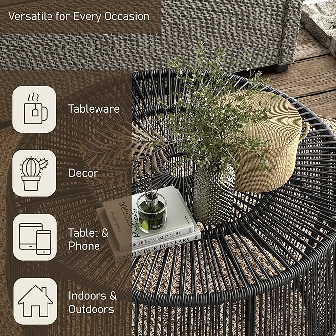 Muse & Lounge Co. Ysar Boho Rattan Round Coffee Table Outdoor - Image 8