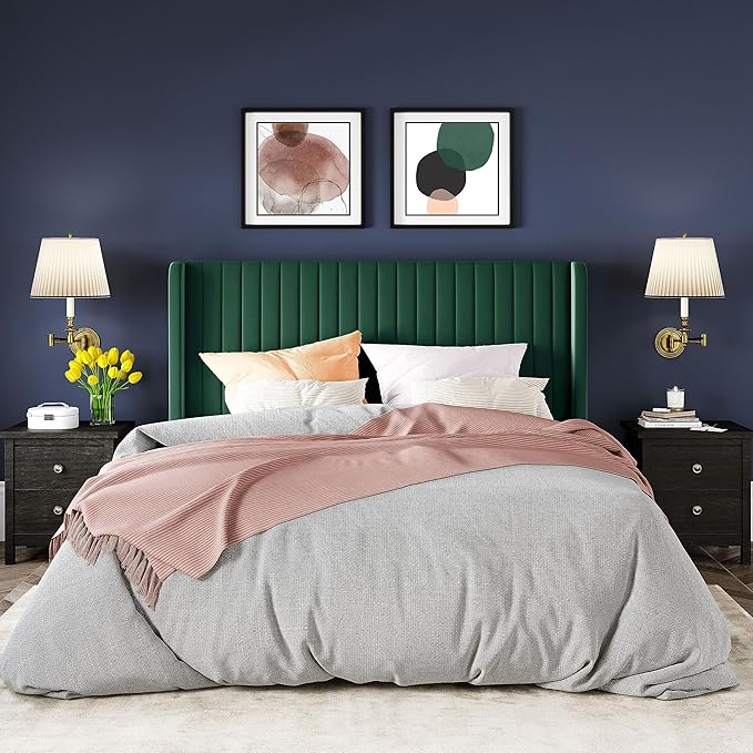 Allewie Full Size Bed Frame/Velvet Upholstered Platform Bed/Vertical Channel - Image 3