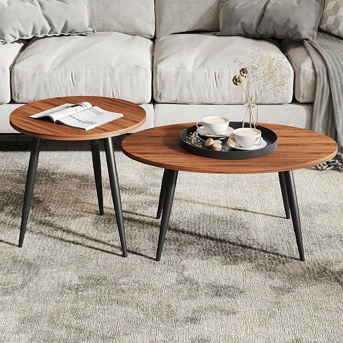 Set of 2 Coffee Table, Nesting Side Table, Living Room Sofa End Table - Image 9