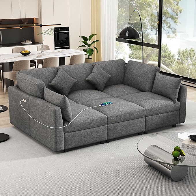 Ball & Cast Oversize Modular Sectional Sofa, 85.4" 5-Seater Couch - Image 3