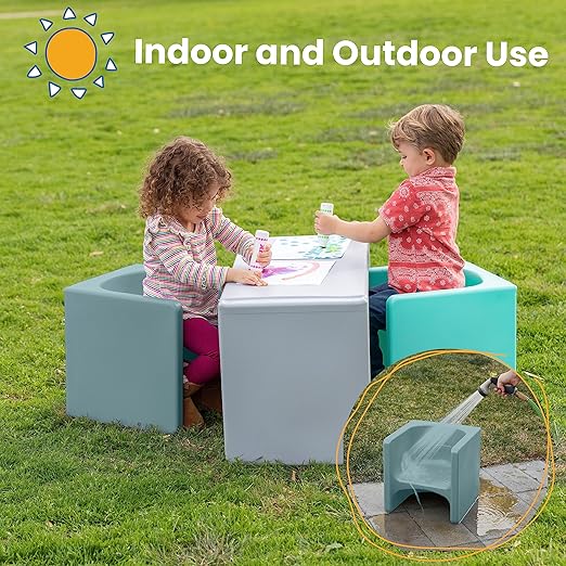 ECR4Kids Tri-Me Table and Cube Chair Set, Powder Blue - Image 5