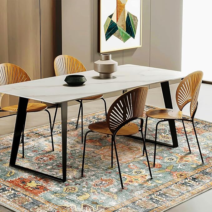 Area Rug 8'x10' Washable Rug Vintage Traditional Mat Distressed Indoor Foldable - Image 3