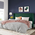 Allewie King Size Bed Frame/Velvet Upholstered Platform Bed/Vertical Channel by Allewie