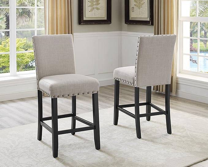 Biony Tan Fabric Counter Height Stools by RoundhillFurniture
