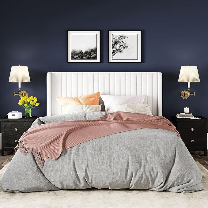 Allewie Queen Size Velvet Bed Frame/Vertical Channel Tufted Wingback - Image 3