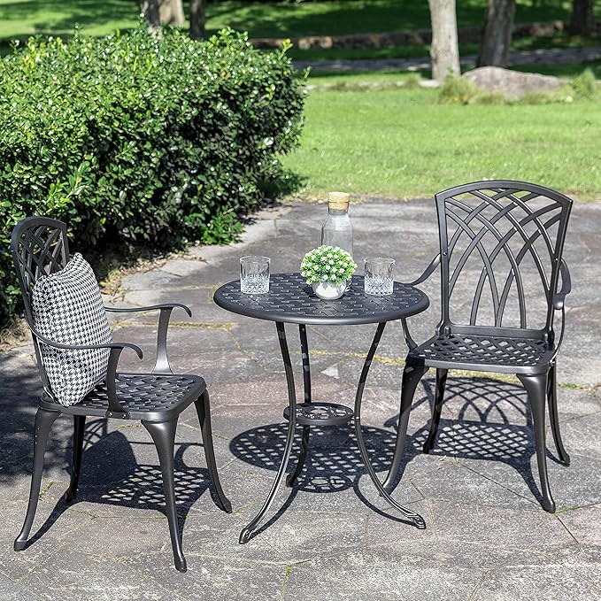 NUU GARDEN Bistro Set 3 Piece Outdoor All Weather Cast Aluminum Patio Bistro - Image 4