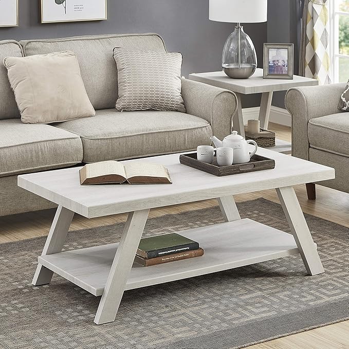 Roundhill Furniture Athens Contemporary Wood Shelf Coffee Table - Image 2