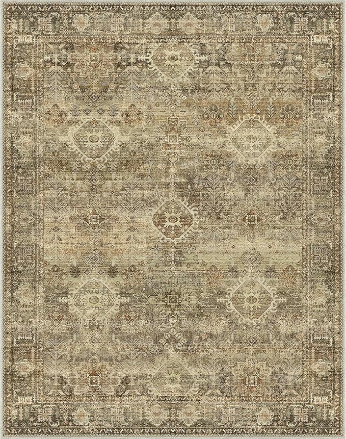 GENIMO 8X10 Area Rugs for Living Room, Machine Washable Non Slip Vintage Floral - Image 8