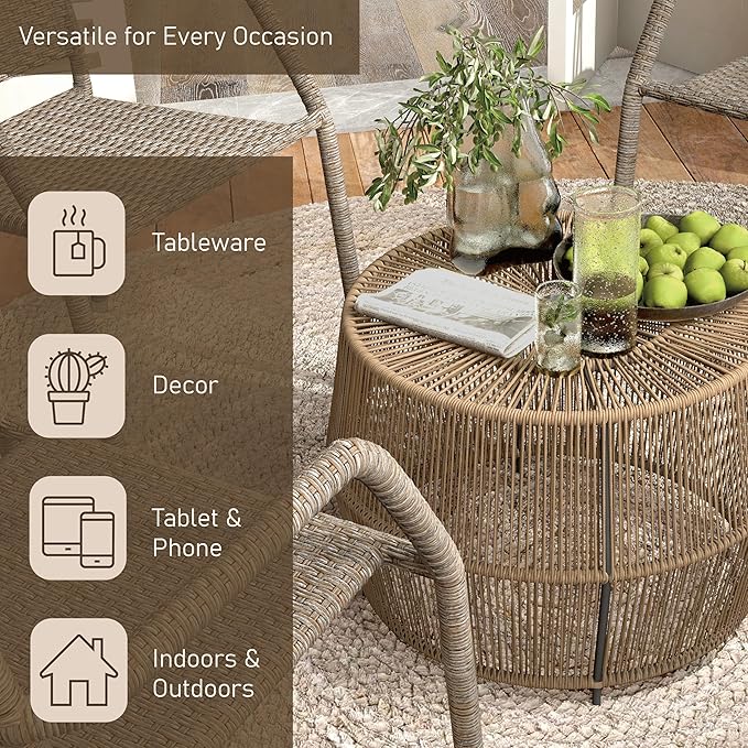 Muse & Lounge Co. Ysar Boho Rattan Round Coffee Table Outdoor - Image 7
