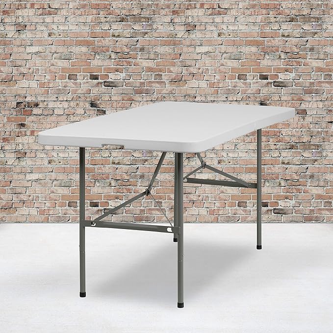 Flash Furniture Elon Commercial Grade 5-Foot Bi-Fold Granite White Plastic - Image 2