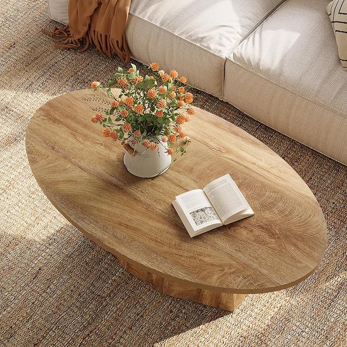 Oval Coffee Table, 47-Inch Living Room Table - Image 4