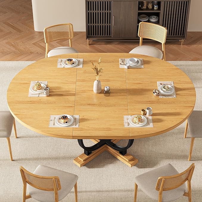 59" Round Extendable Dining Table - Image 3