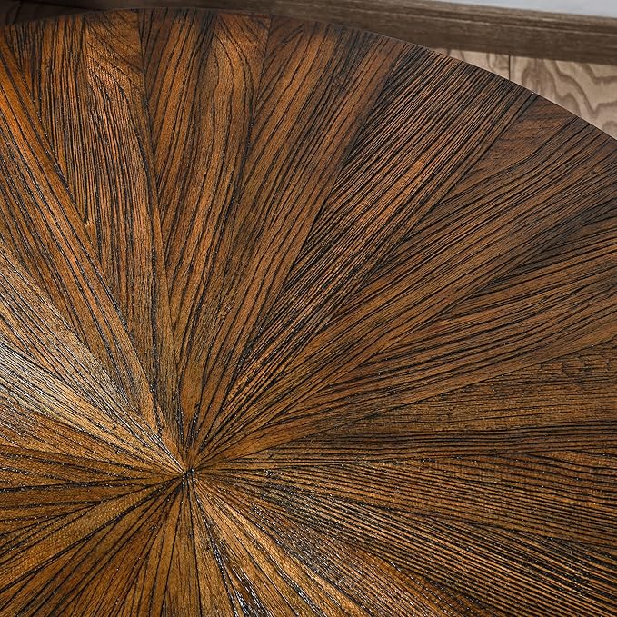 Large Round End Table with Storage Shelf, 25.2" Dia Rustic Beside Tables with - Image 5