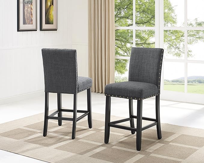 Biony Gray Fabric Counter Height Stools by RoundhillFurniture