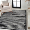 JONATHAN Y Khalil Modern Berber Stripe Black/Cream Indoor Area Rug, Contemporary by JONATHANY