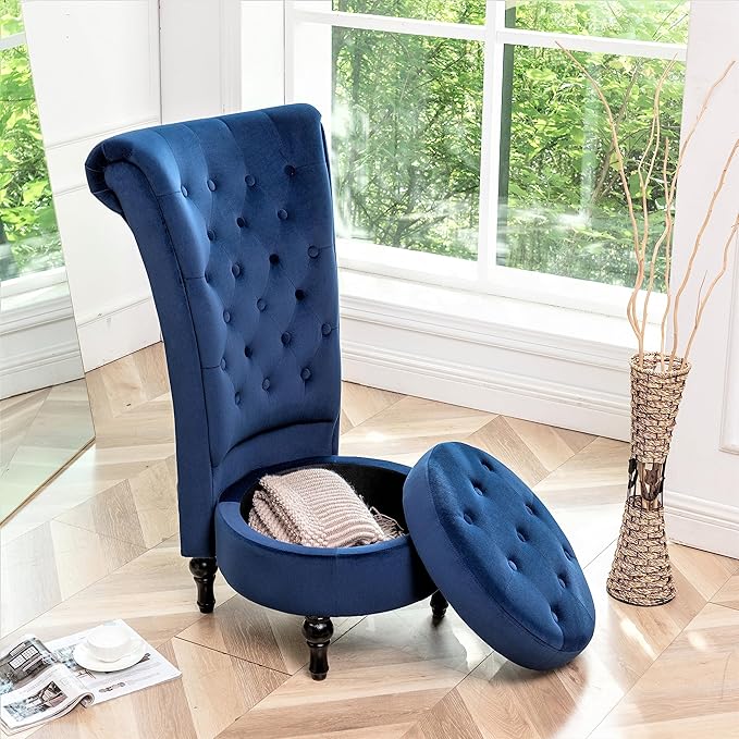 Container Furniture Direct Royal High-Back Velvet Accent Chair - Image 12