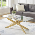 Rectangle Modern Coffee Table, Tempered Glass Top and Metal Tubular Leg by EdwinsChoice-ModernFurniture