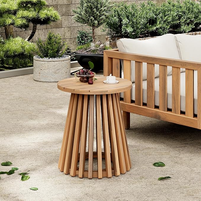 Christopher Knight Home Taki Acacia Wood Patio Coffee Table, Round Table - Image 4