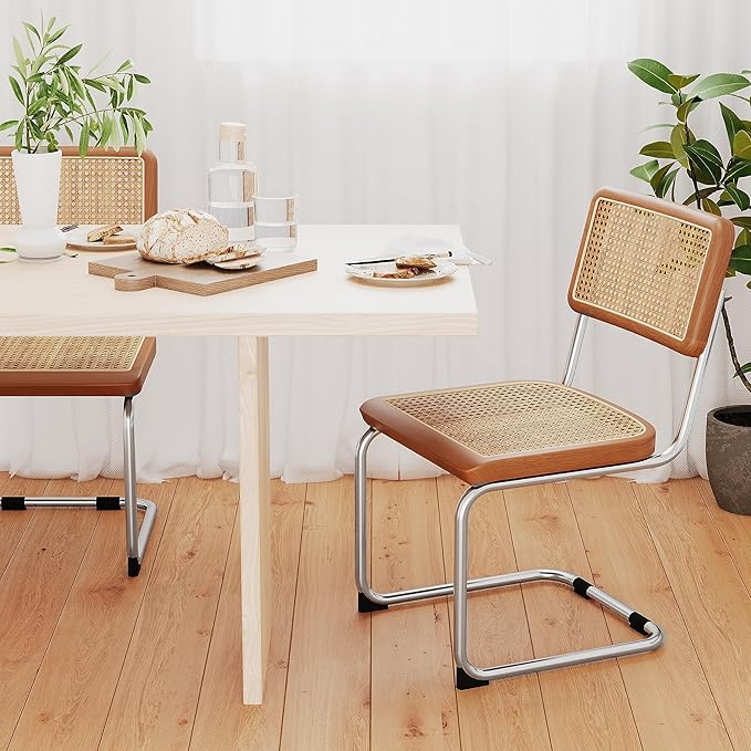 Rattan Dining Chairs Set of 2 Mid Century Modern Dining Room Chairs by ArlunarHome