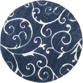 SAFAVIEH Florida Shag Collection 5' Round Dark Blue/Cream SG455 Scrolling Vine by SAFAVIEH