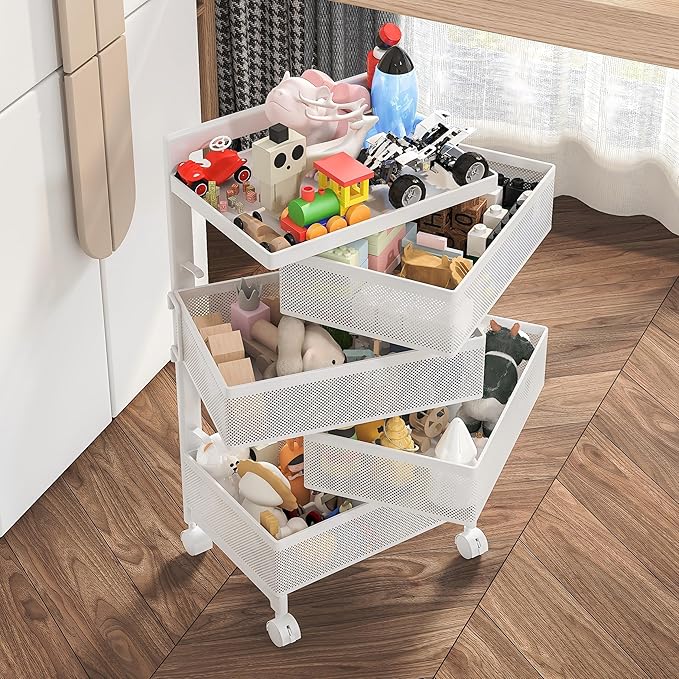 Fruit Basket for Kitchen No Assembly, Rolling Rotating Storage cart, Bathroom - Image 5