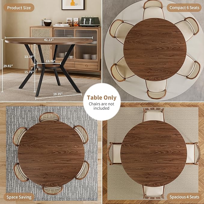 42" Round Dining Table for 4, Farmhouse Kitchen Table - Image 5